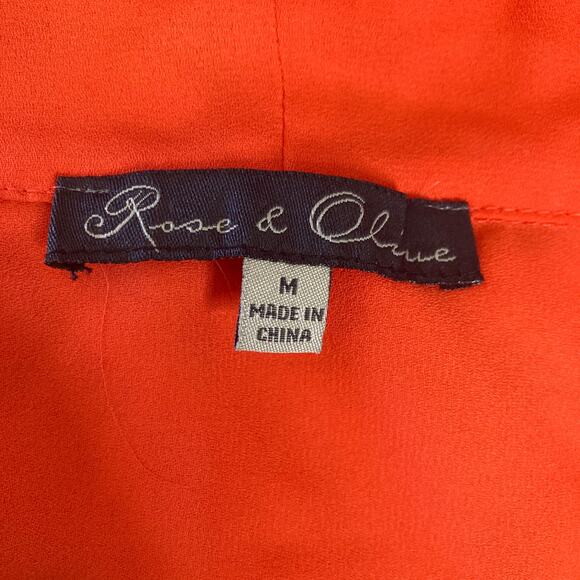 Rose & Olive Top Womens Medium Orange Pullover Lightweight - Picture 4 of 11